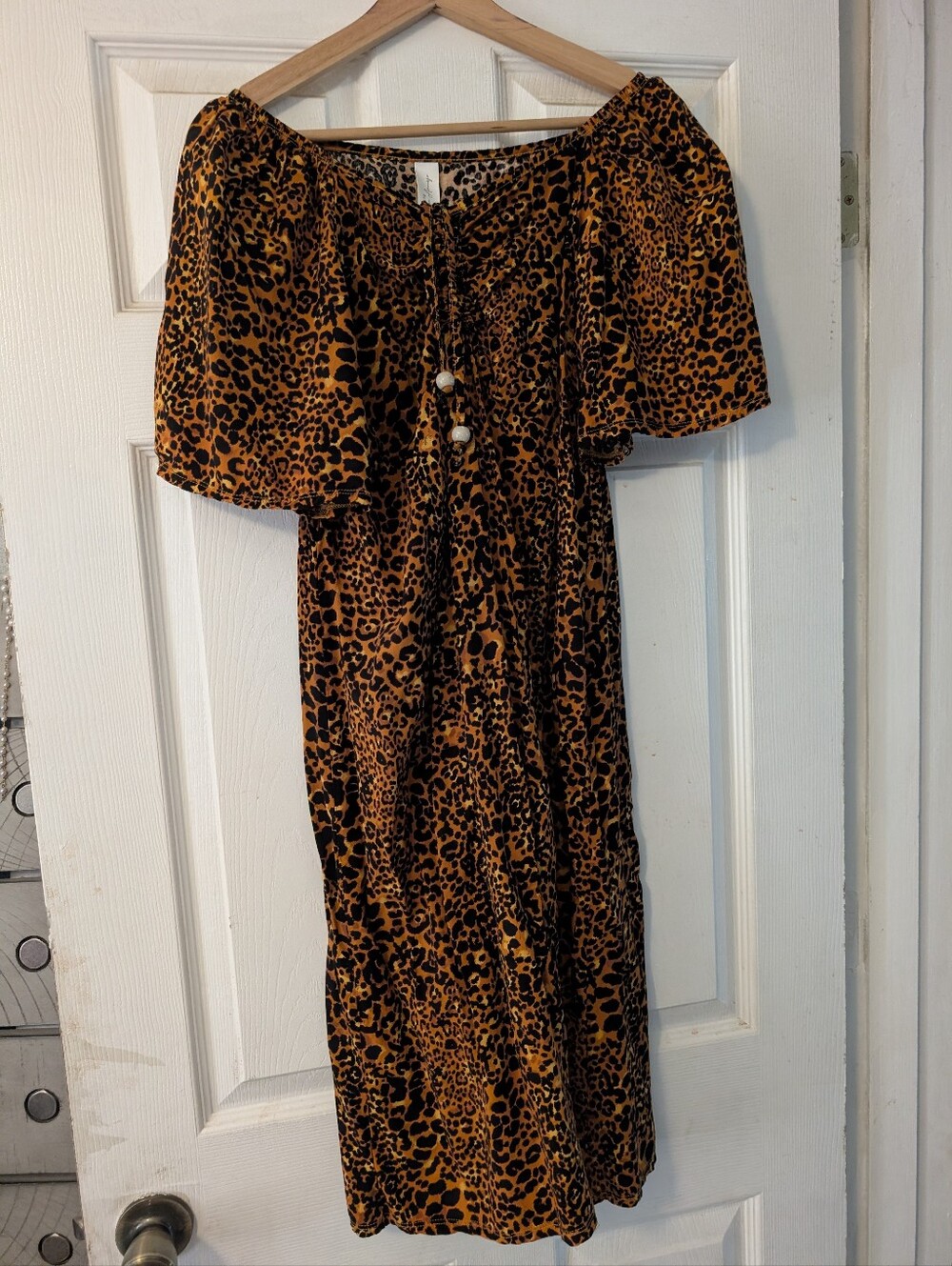 Citycol by Viviane Araujo Off-the-Shoulder Leopard Print Maxi Dress